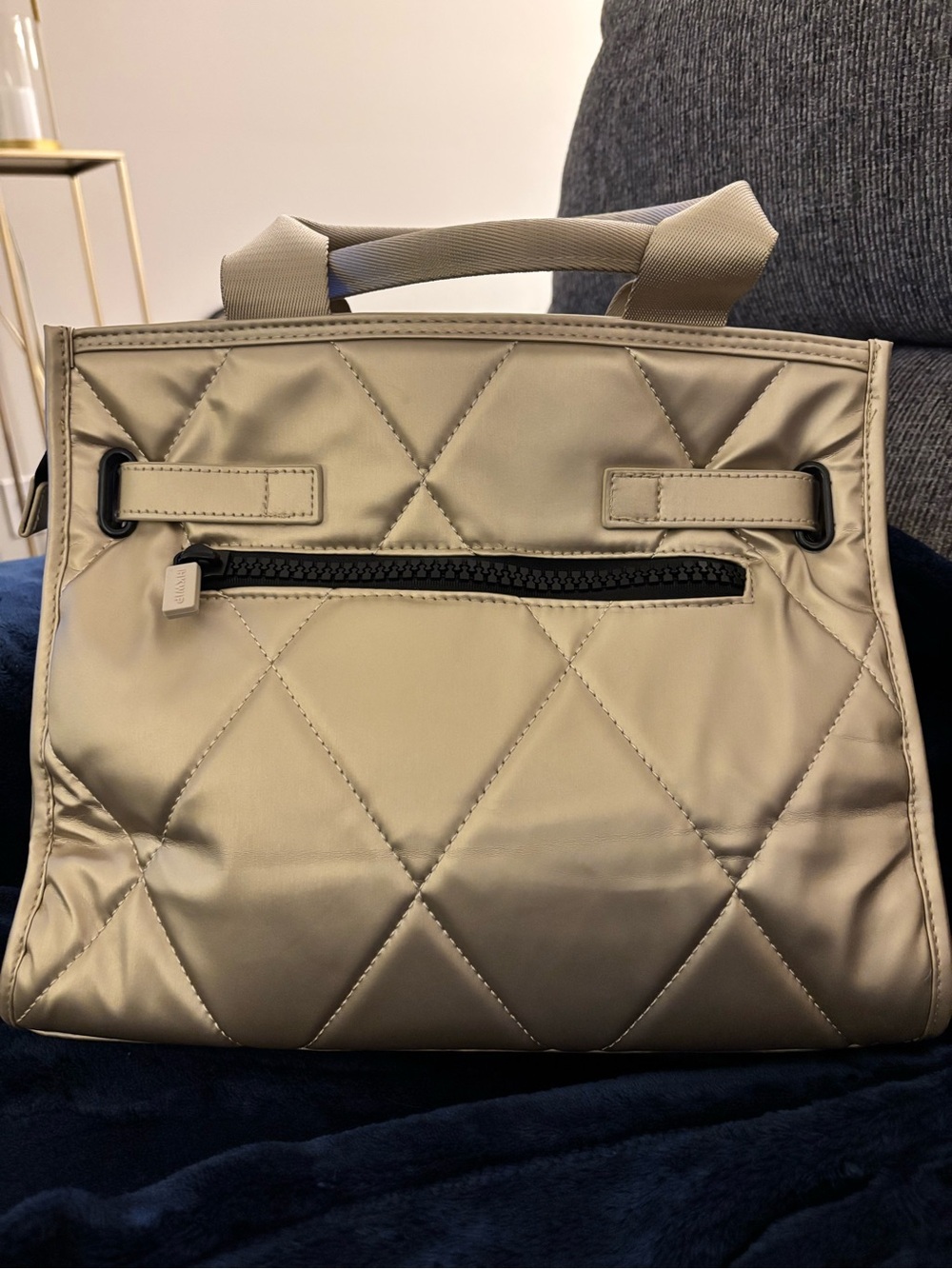 Shawn Killinger x IHKWIP Superstar Satchel Champagne Metallic Quilted Tote Bag - Picture 8 of 13